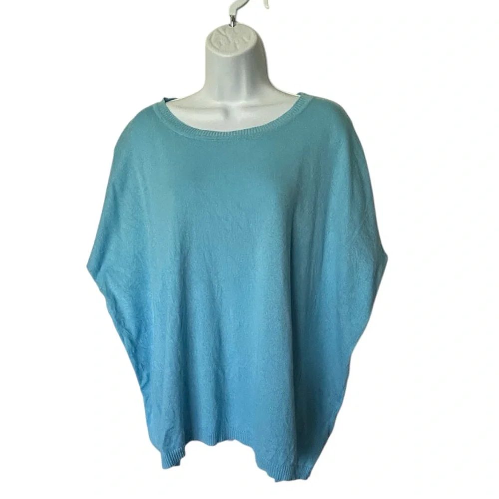 Planet Lauren G Blue Pima Knit Dolman Top Boxy Excellent OS fits 4-14 - Picture 2 of 10